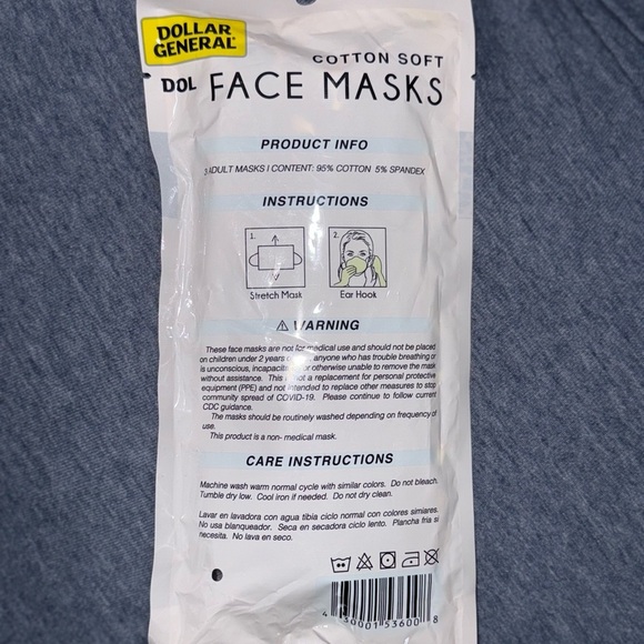 3 Pack of Cotton Soft Face Masks - Picture 3 of 7